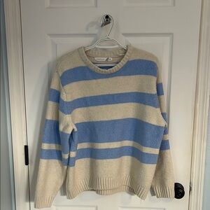 Altar’d State Classic Striped Sweater in Blue and Cream
